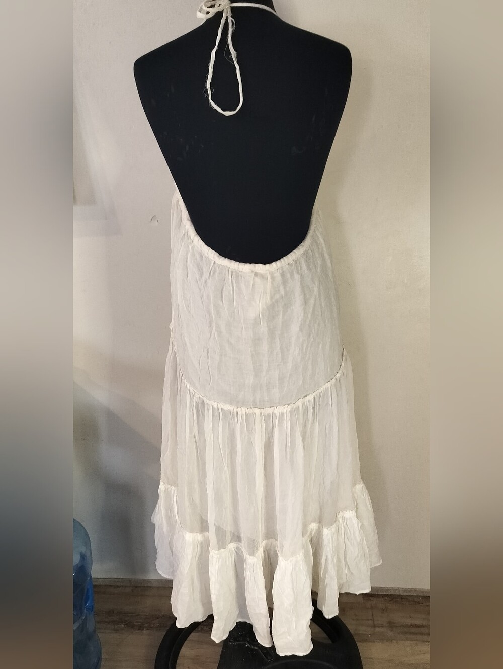 Free People Ivory/Off-White Tiered Midi Dress with Embroidered Bodice - Picture 2 of 3